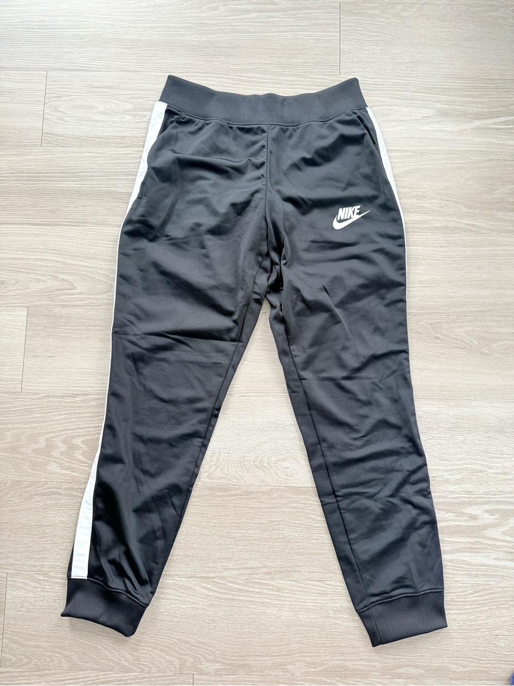 Nike Black Jogger Pants with White Side Stripes